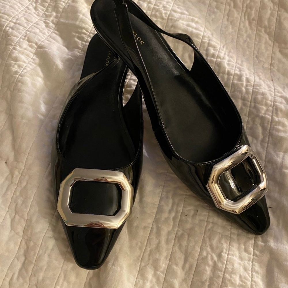 Black Patent Leather Slingback Flats